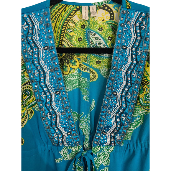 Madison Beaded Jacket Womens S Boho Hippie Colorful Glam Summer Y2K Art to Wear - Picture 3 of 9